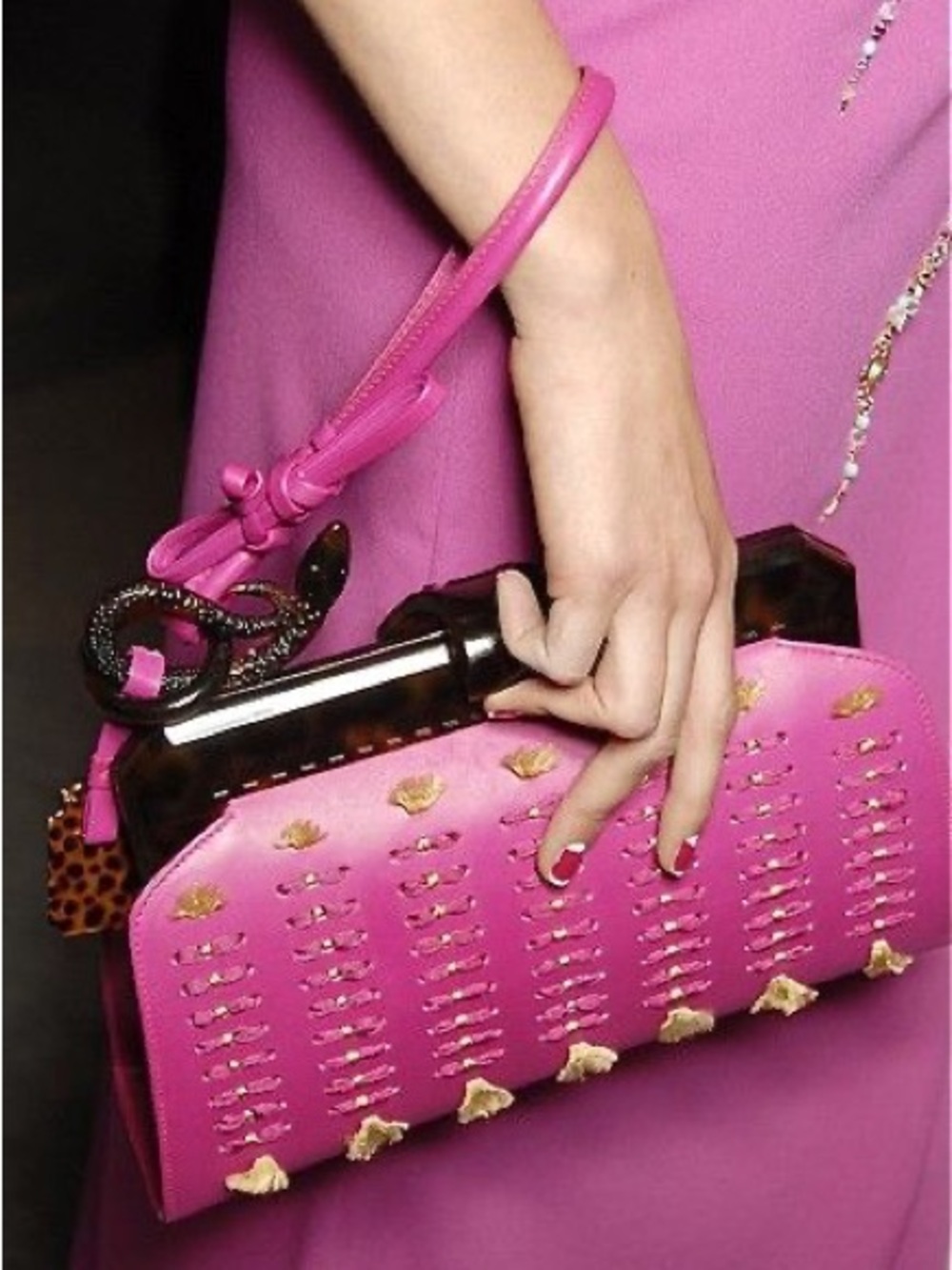 CHRISTIAN DIOR 60th Anniversary Samouraï 1947 Armour Frame Pink Leather Clutch